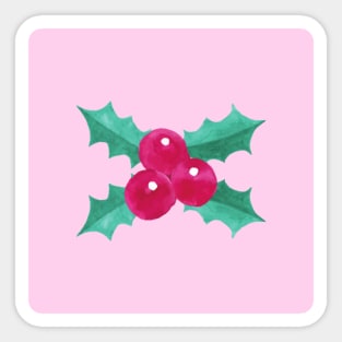 Pink Seasonal Holly Berries Sticker